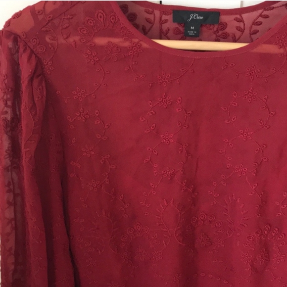 J CREW | Sheer Embroidered Button Shoulder Blouse - Picture 3 of 8